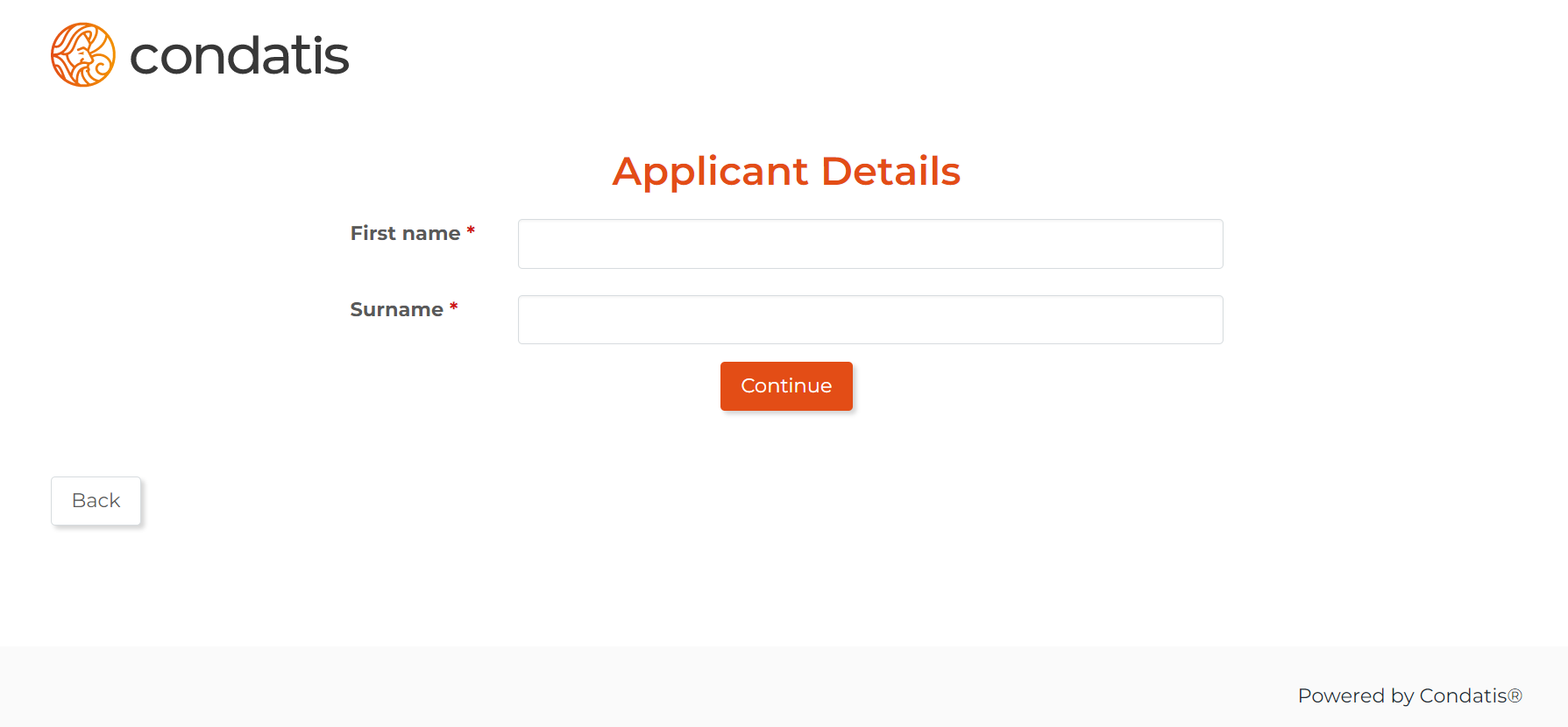 Applicant Details Screen